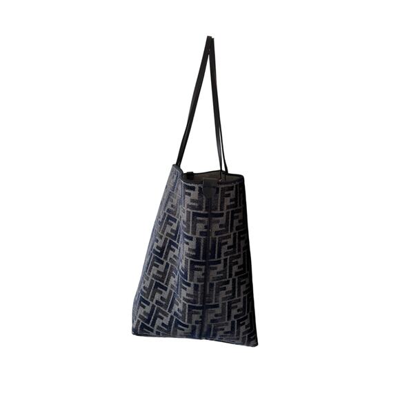 Fendi FF Zucca Monogram Dark Blue Large Roll Reversible Shopper - Picture 7 of 16
